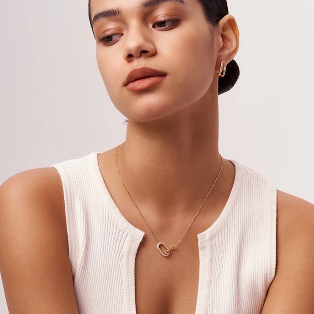2. Stainless steel 18kt gold plated link interlock necklace